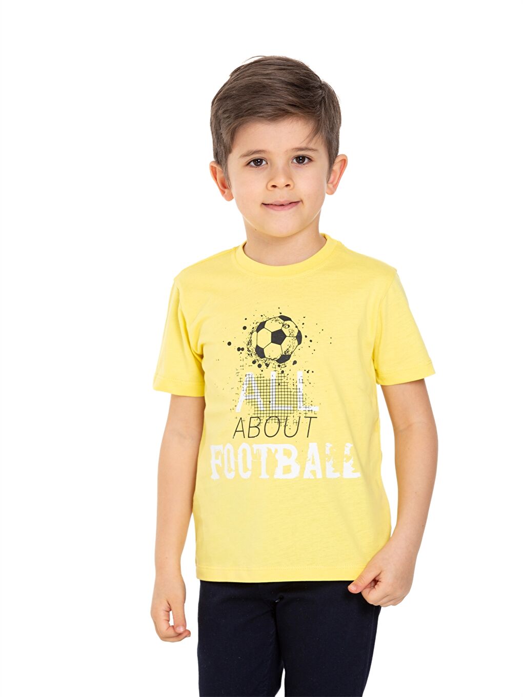 Sarı Bisiklet Yaka Erkek Çocuk Tişört-1