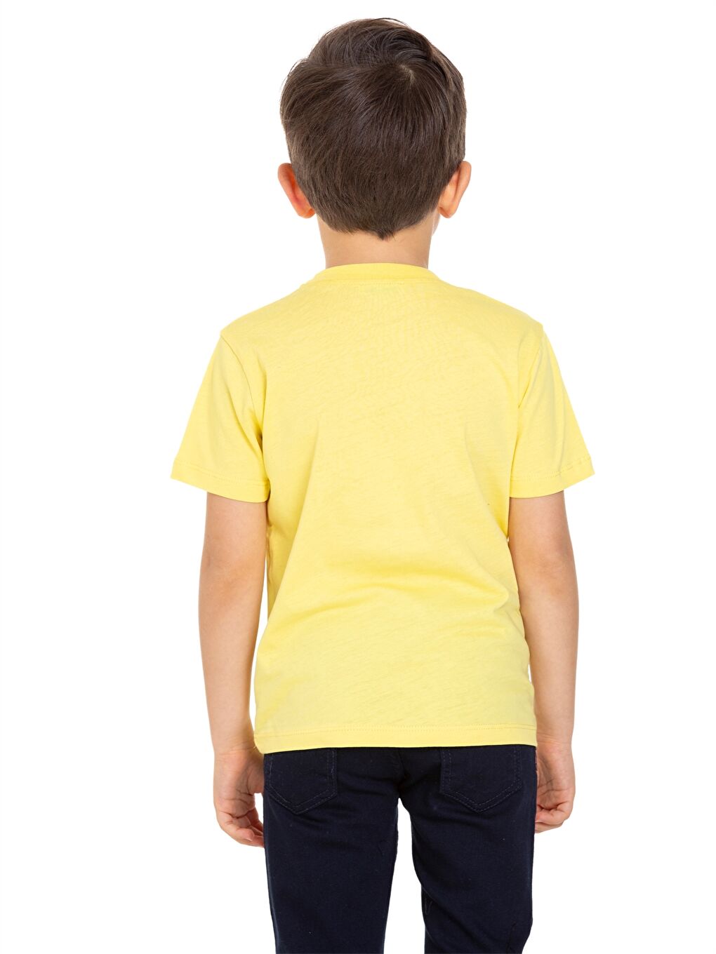 Sarı Bisiklet Yaka Erkek Çocuk Tişört-2
