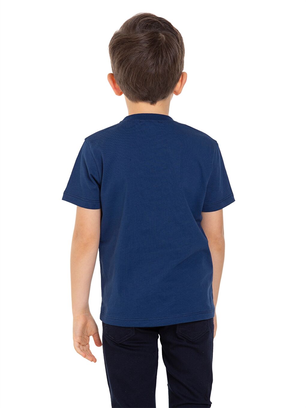 Lacivert Bisiklet Yaka Erkek Çocuk Tişört-2