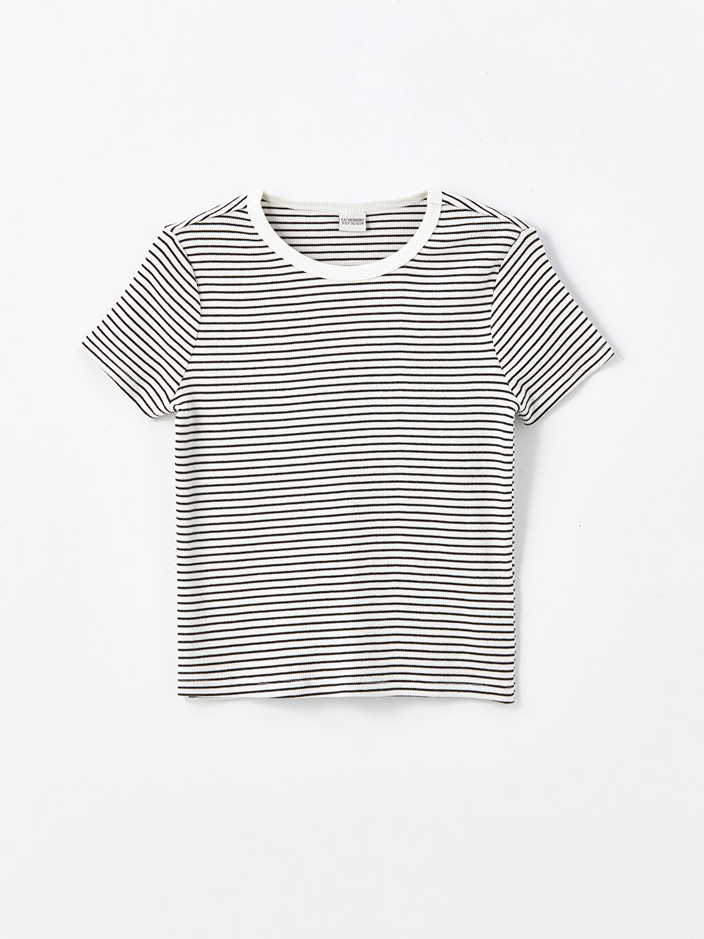 Ekru Bisiklet Yaka Kız Çocuk Tişört