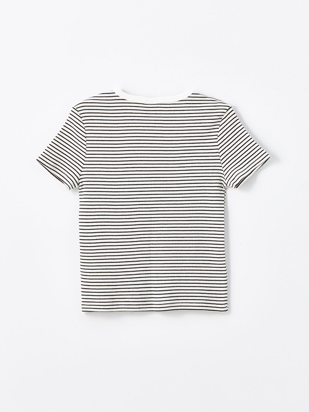 Ekru Bisiklet Yaka Kız Çocuk Tişört-1