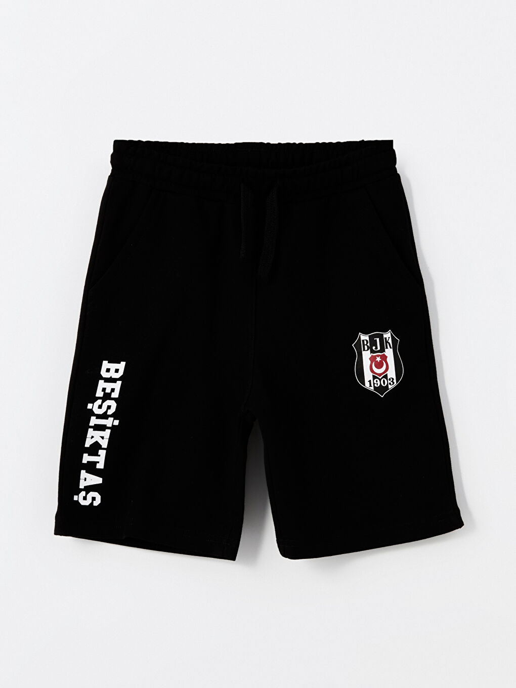 LCW Kids Yeni Siyah Beli Lastikli Beşiktaş Baskılı Erkek Çocuk Şort