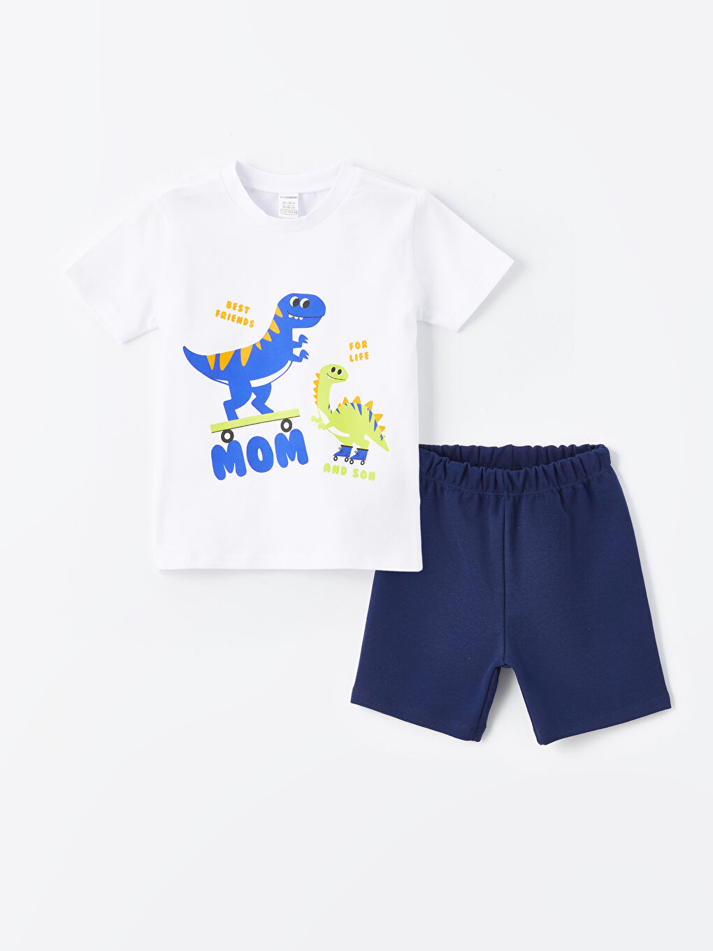 Crew Neck Short Sleeve Printed Baby Boys' T-Shirt and Shorts 2 Pack Set