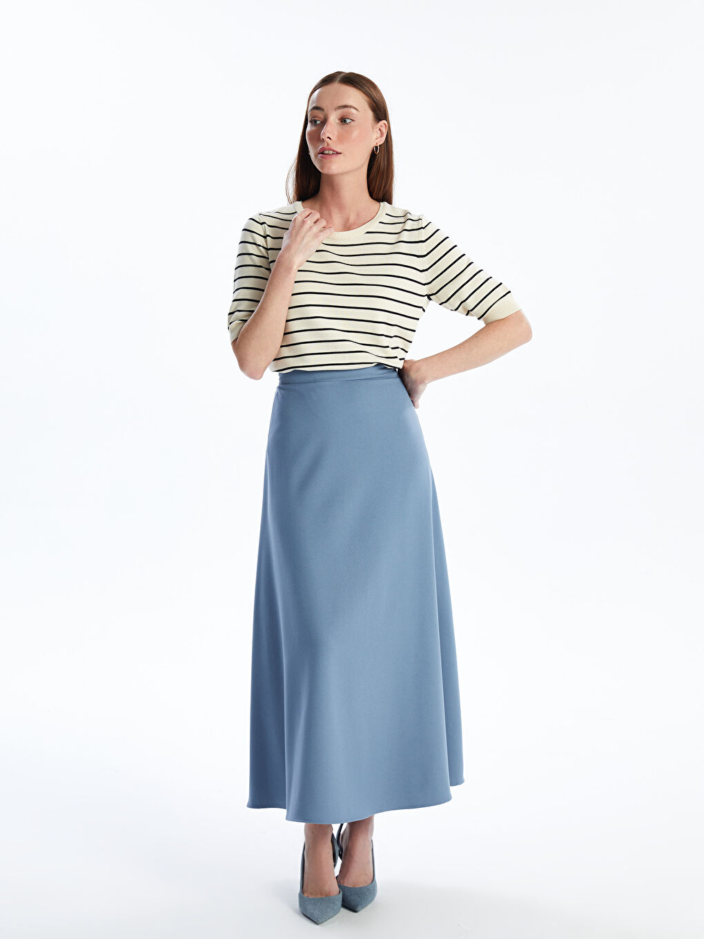 Women's Elastic Waist Regular Skirt -S4M423Z8-YKB