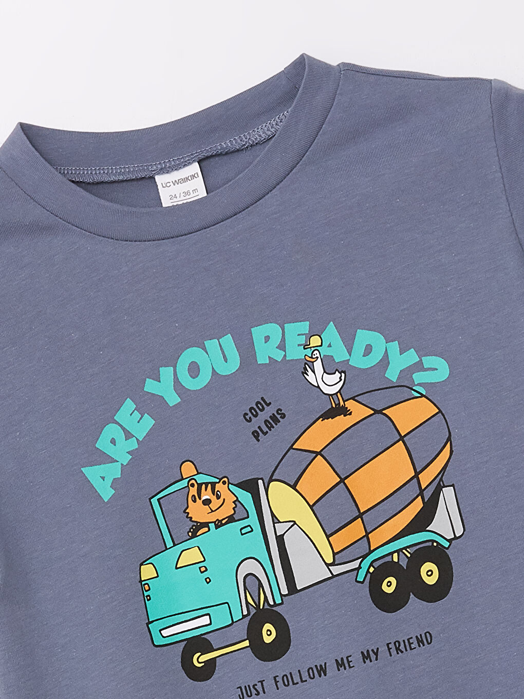 تيشيرت للأولاد الرضع مطبوع بياقة دائرية وكم قصير-1