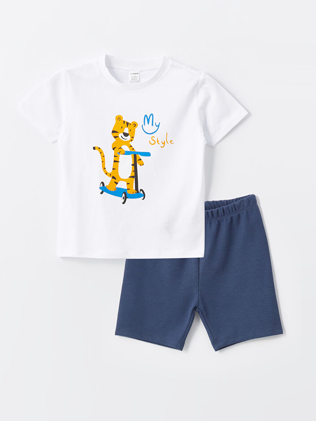 Crew Neck Printed Baby Boys' T-Shirt and Shorts 2 Pack Set