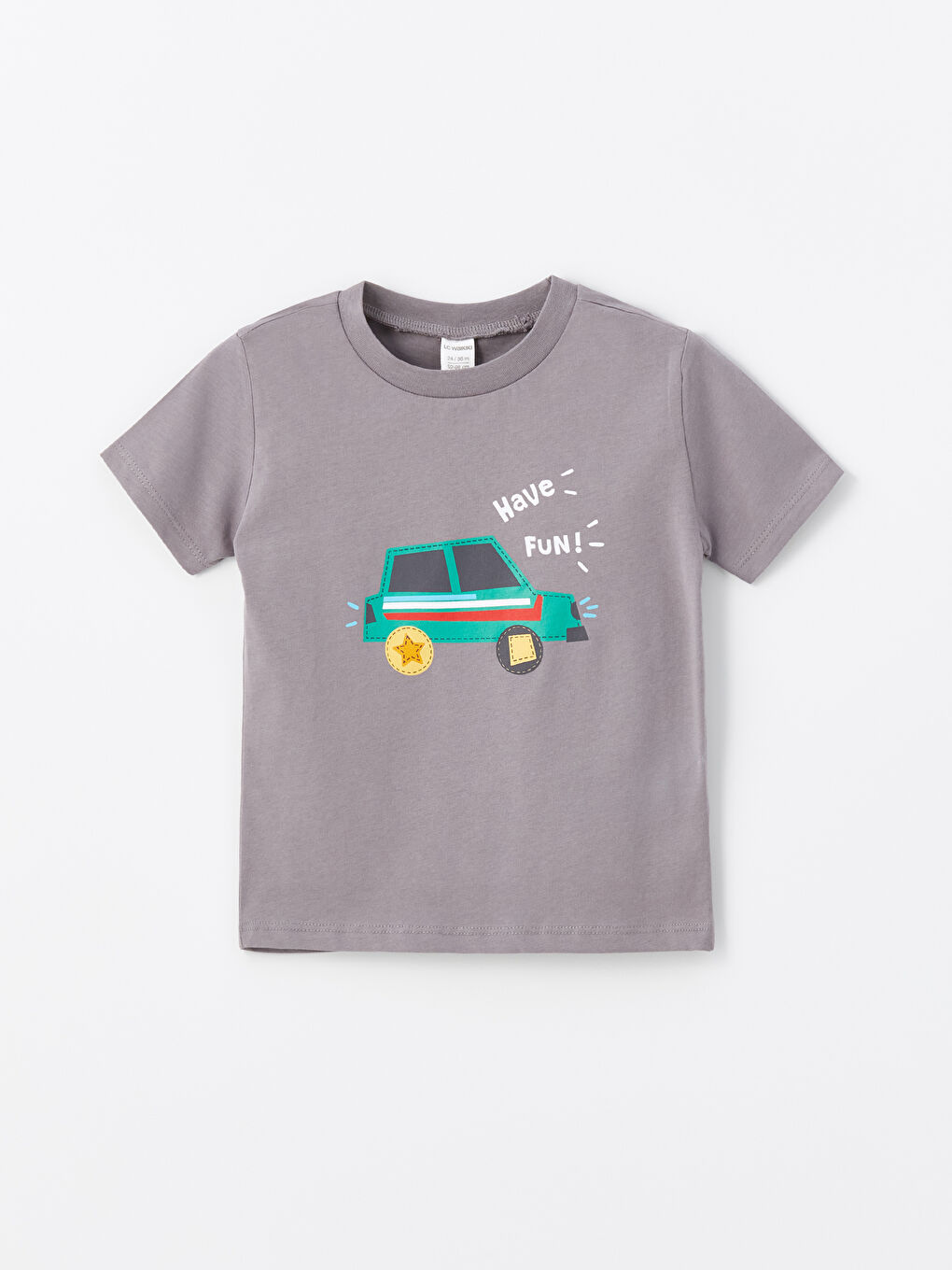 Lila Bisiklet Yaka Kısa Kollu Baskılı Erkek Bebek Tişört ve Şort 2'li Takım-1