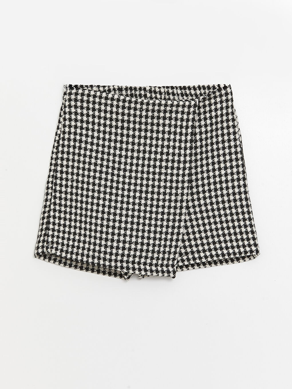 Siyah Beli Lastikli Kazayağı Desenli Kız Çocuk Şort Etek