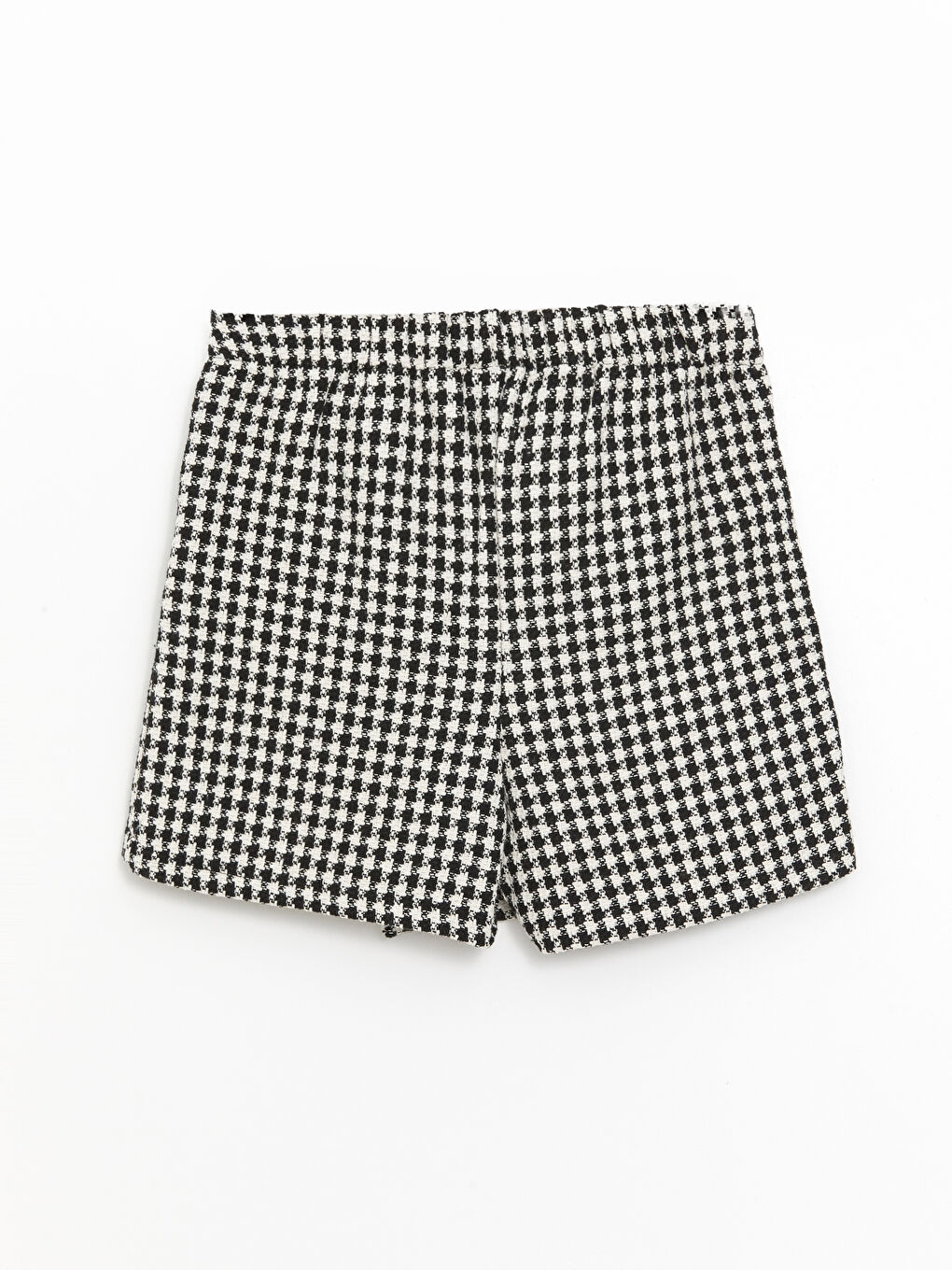 Siyah Beli Lastikli Kazayağı Desenli Kız Çocuk Şort Etek-1