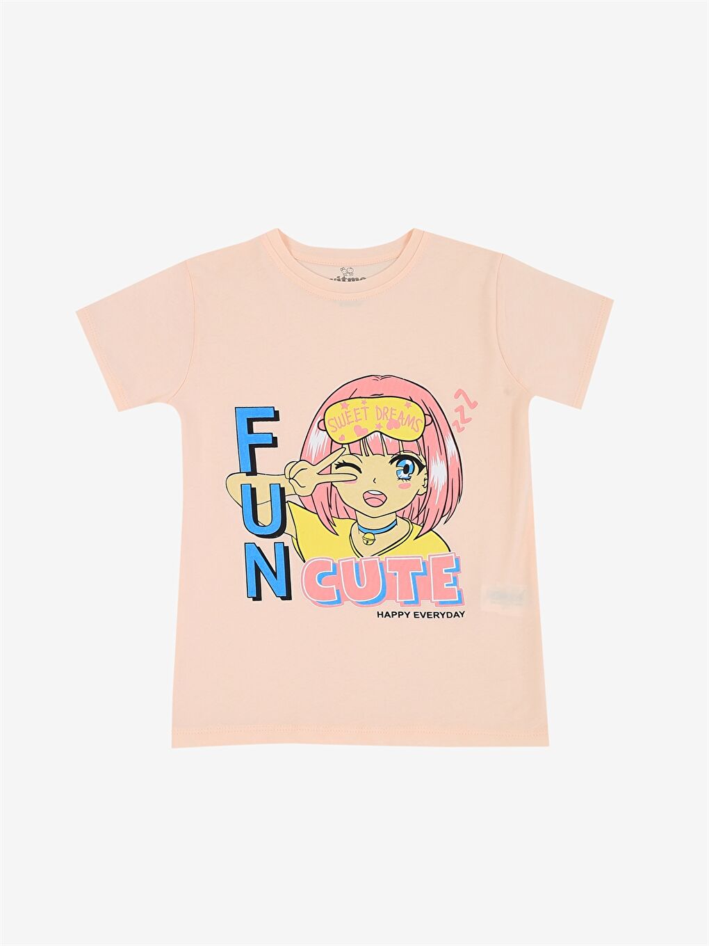 Turuncu Bisiklet Yaka Kız Bebek Pijama Takımı-1