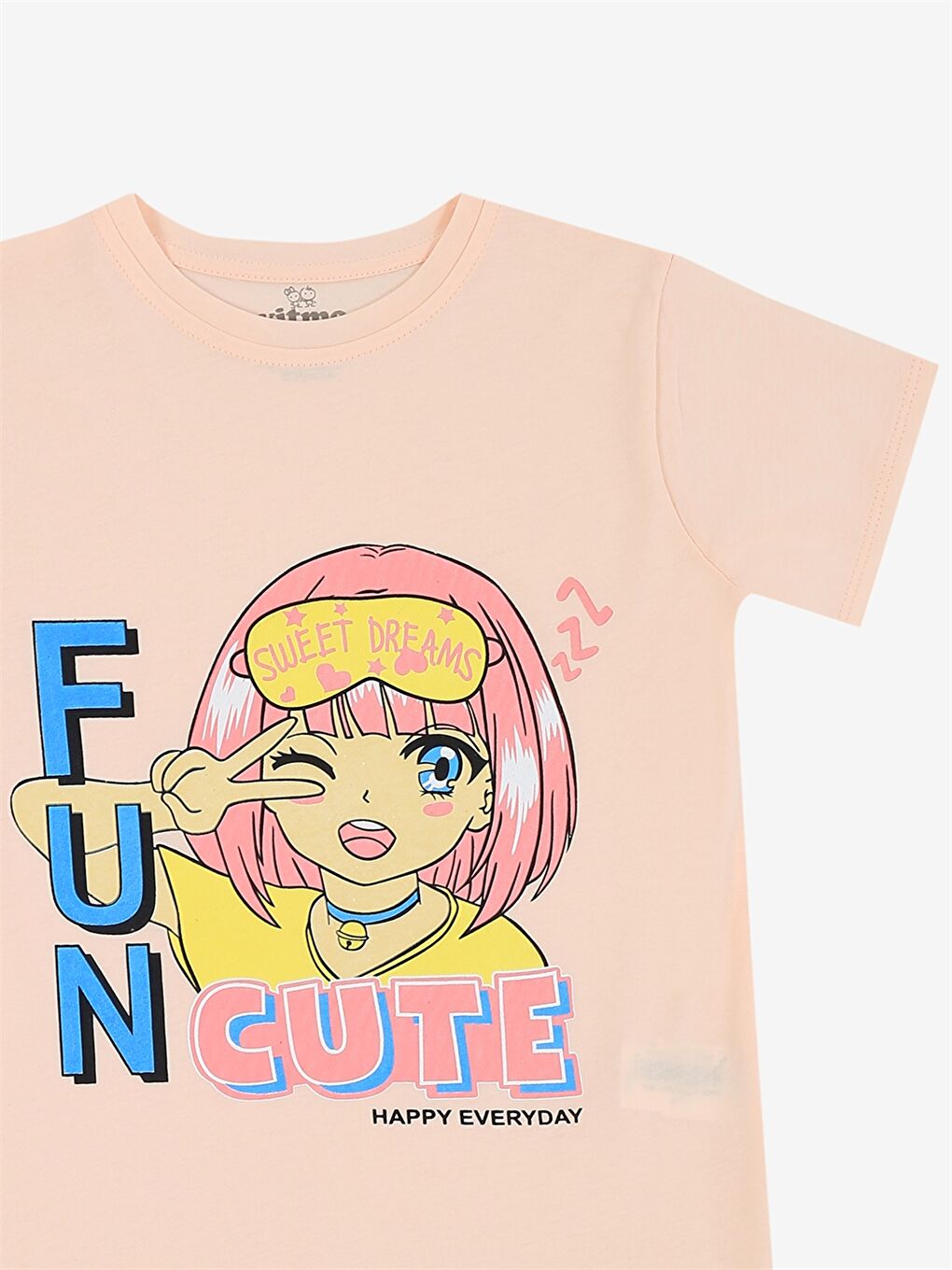 Turuncu Bisiklet Yaka Kız Bebek Pijama Takımı-2