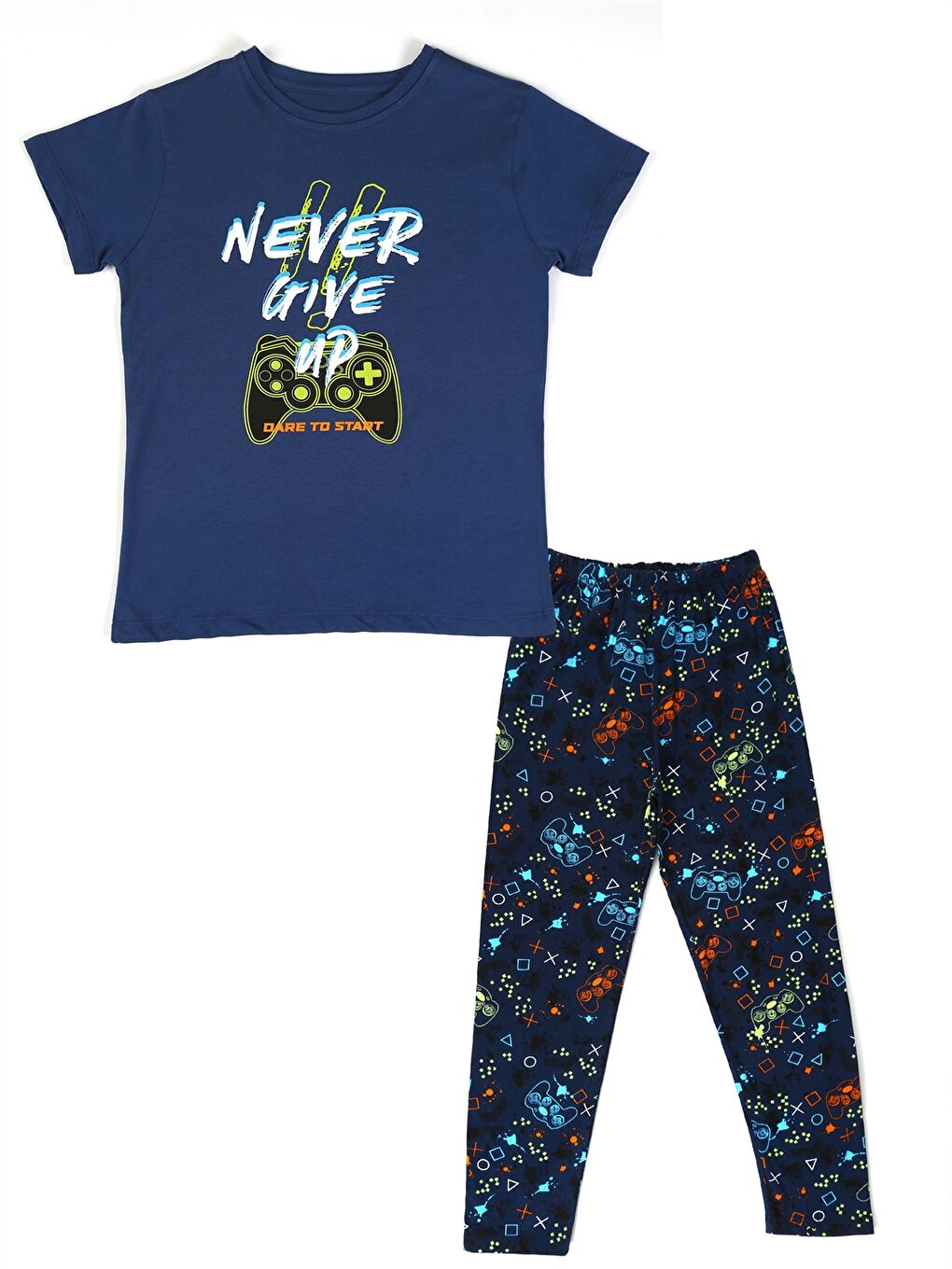 İndigo Bisiklet Yaka Erkek Bebek Pijama Takımı