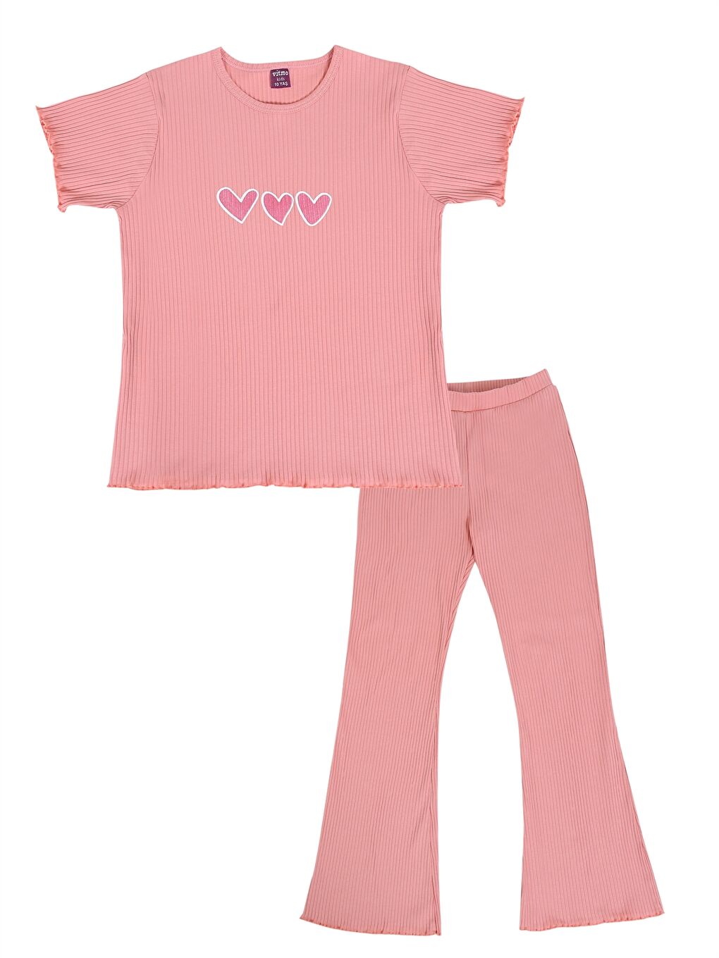 Pembe Bisiklet Yaka Kız Bebek Pijama Takımı