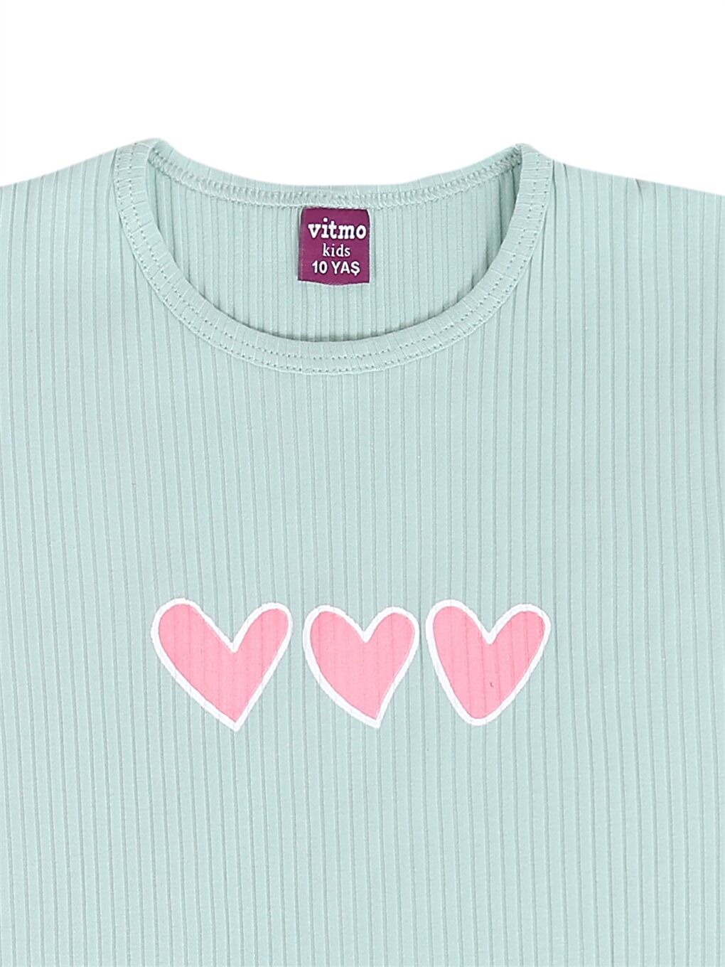 Yeşil Bisiklet Yaka Kız Bebek Pijama Takımı-3