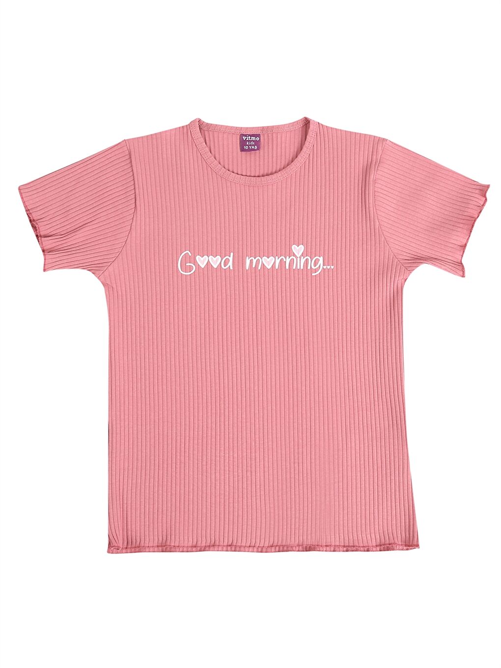 Pembe Bisiklet Yaka Kız Bebek Şortlu Pijama Takımı-1
