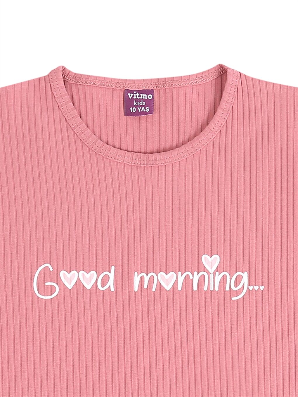 Pembe Bisiklet Yaka Kız Bebek Şortlu Pijama Takımı-3