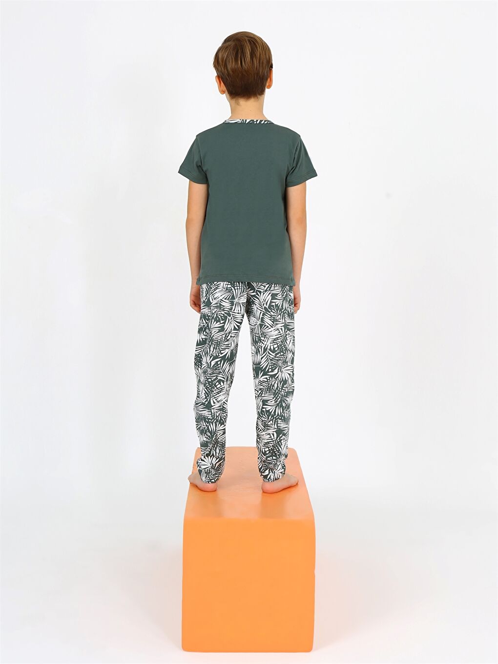 Yeşil Bisiklet Yaka Erkek Çocuk Pijama Takımı-3