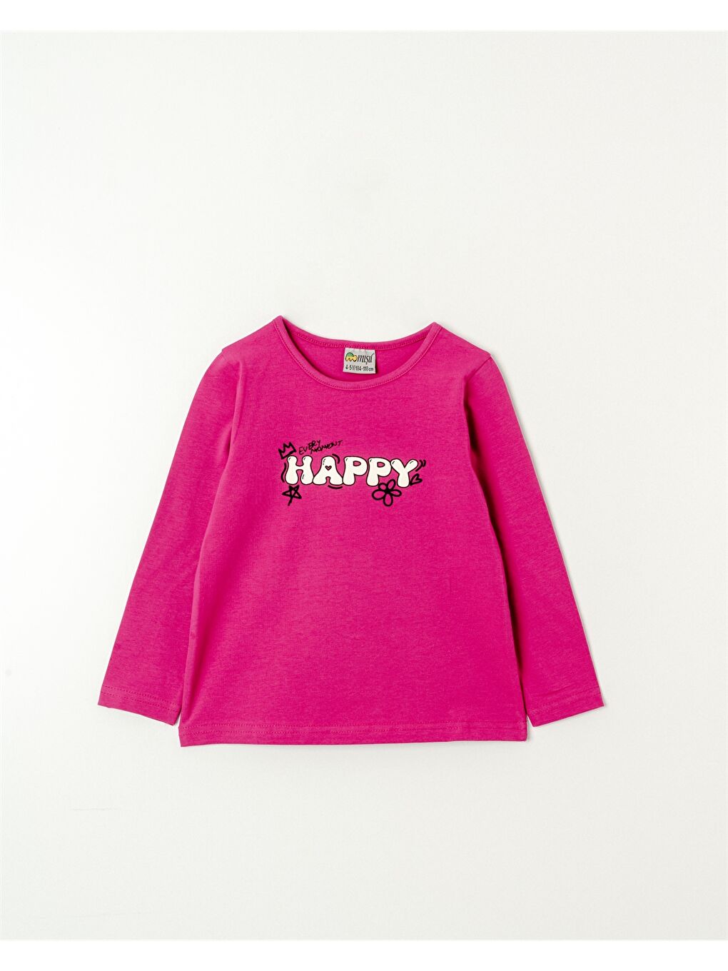 Fuşya Bisiklet Yaka Baskılı Kız Bebek Tişört