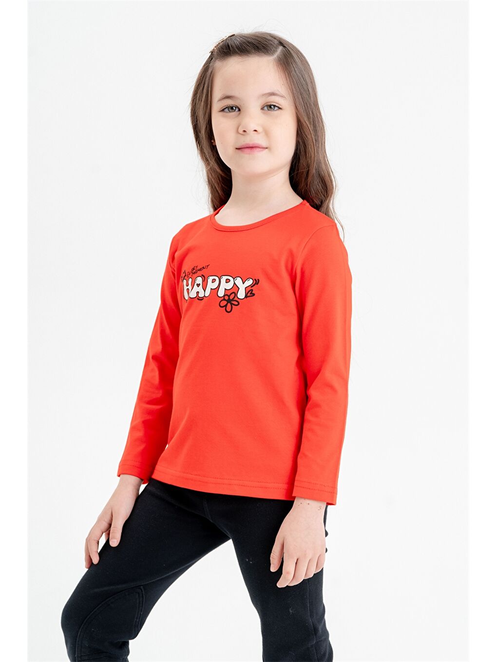 Kırmızı Bisiklet Yaka Baskılı Kız Bebek Tişört-1