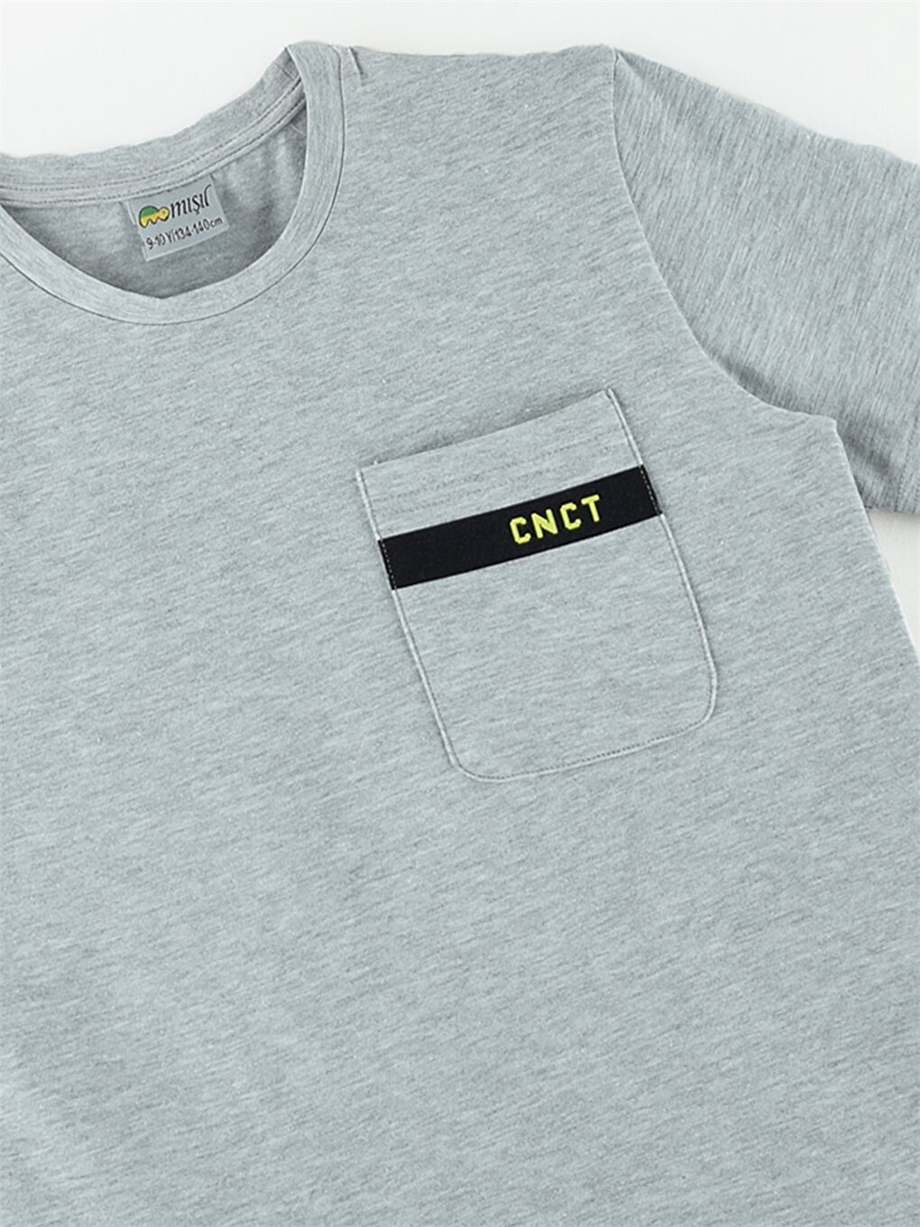 Gri Bisiklet Yaka Erkek Çocuk Tişört-1