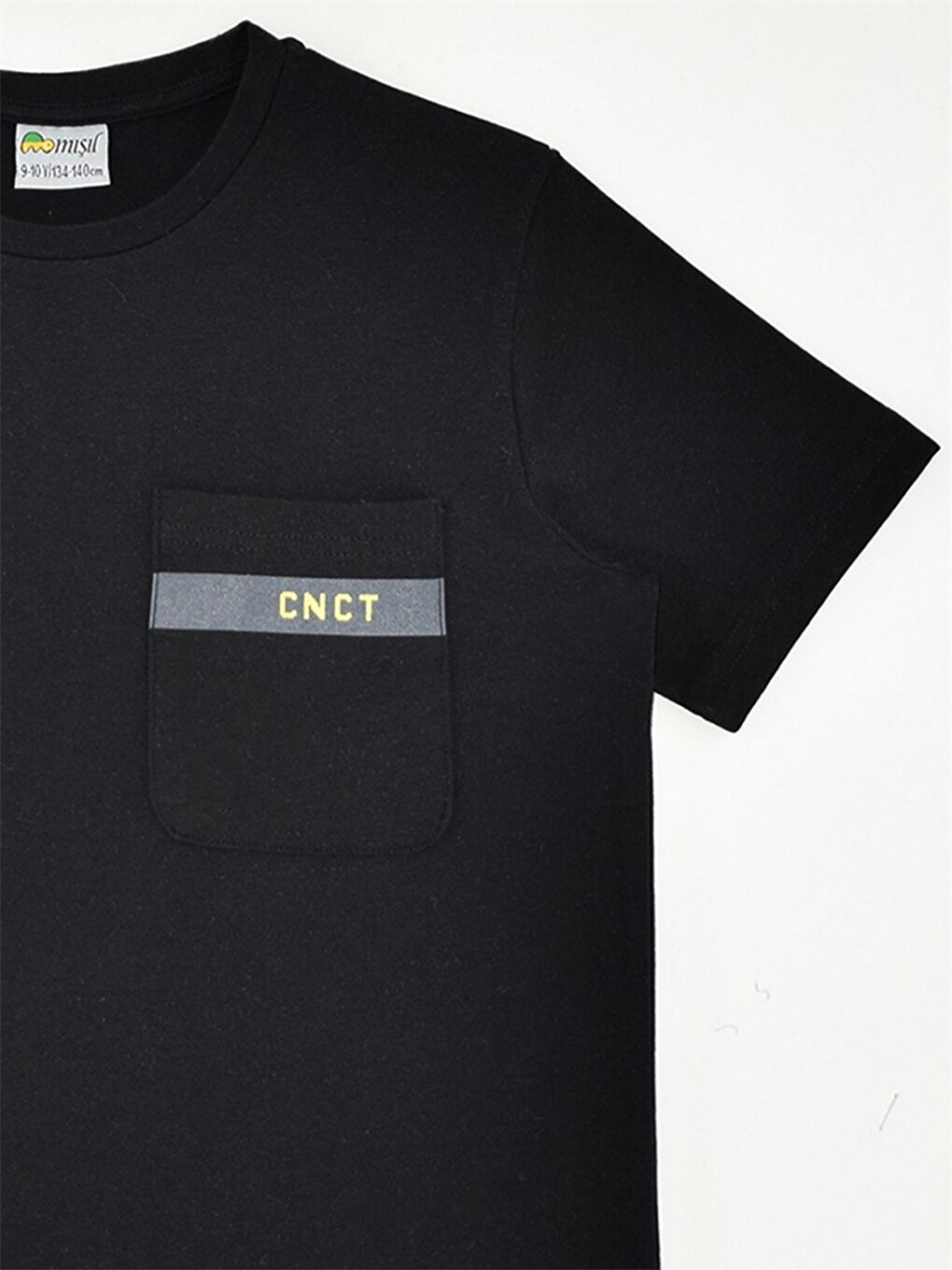 Siyah Bisiklet Yaka Erkek Çocuk Tişört-1