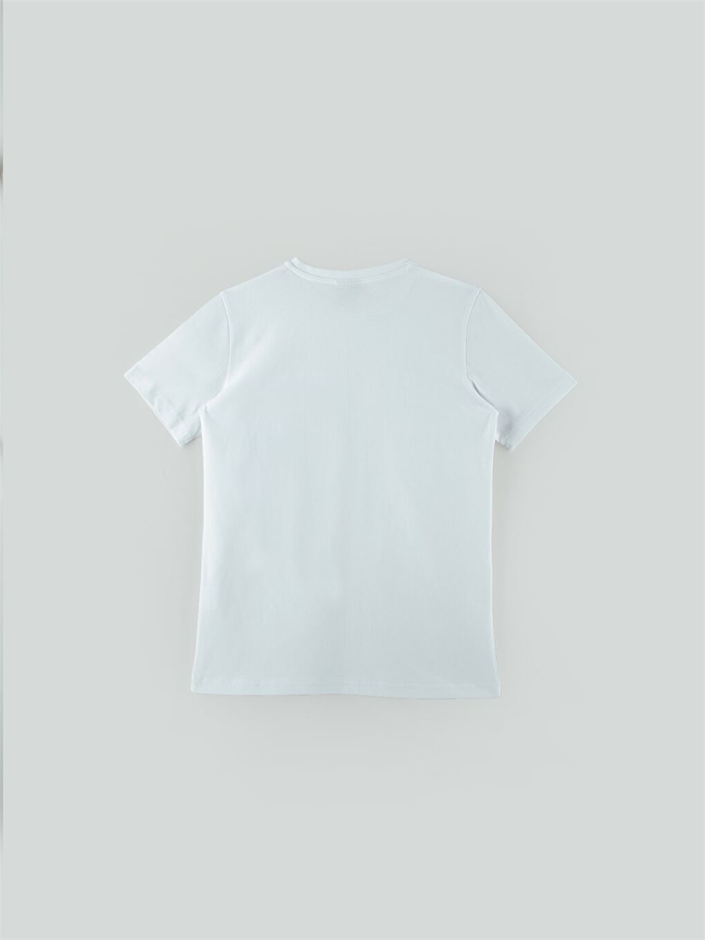 Beyaz Bisiklet Yaka Erkek Çocuk Tişört-2