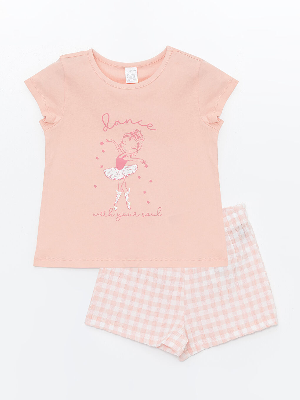 Pembe Bisiklet Yaka Kısa Kollu Baskılı Kız Bebek Tişört ve Şort 2'li Takım