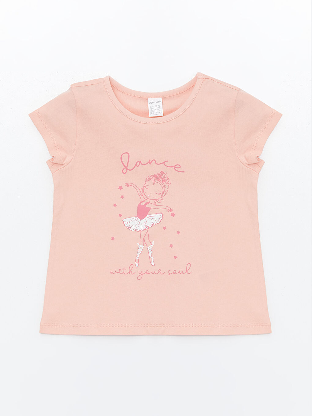 Pembe Bisiklet Yaka Kısa Kollu Baskılı Kız Bebek Tişört ve Şort 2'li Takım-1