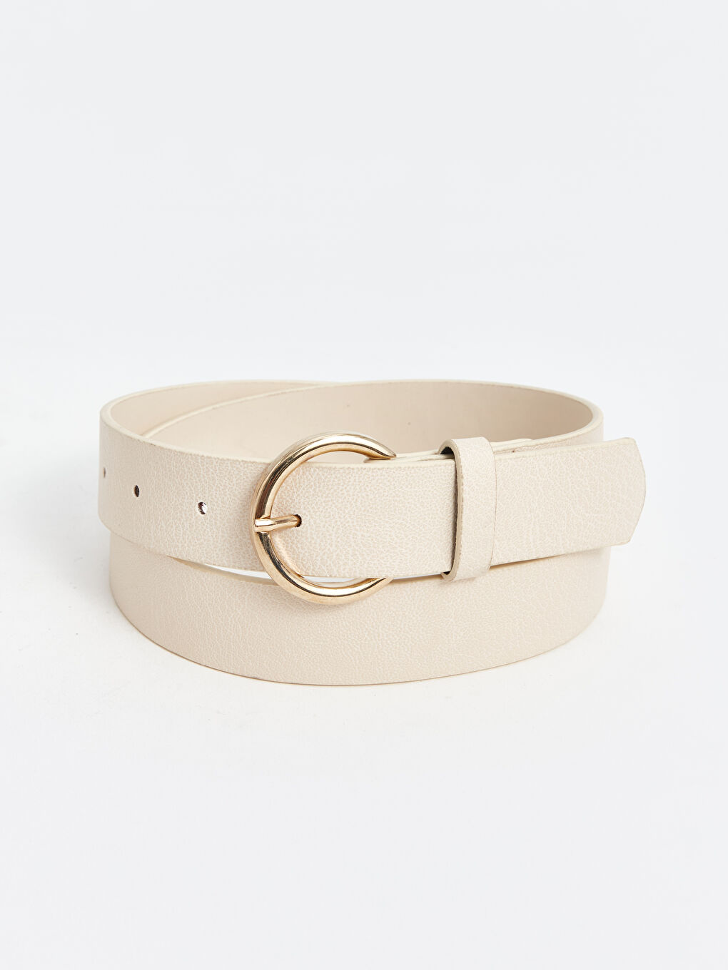 Ekru Deri Görünümlü Kız Çocuk Kemer