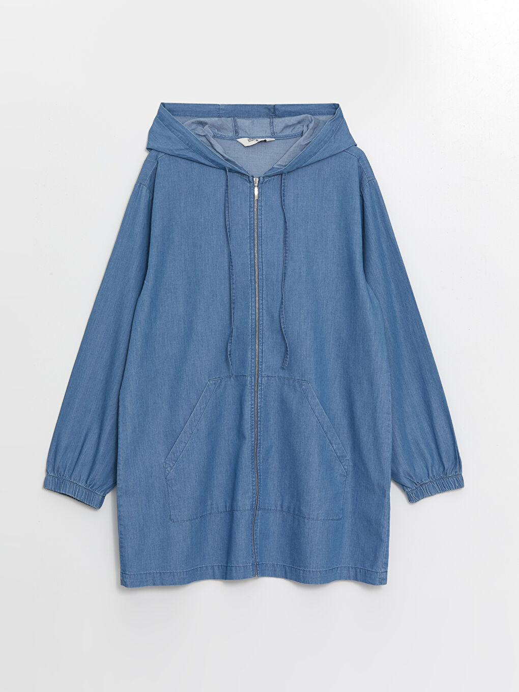 Mavi Kadın Kapüşonlu Düz Jean Tunik-5