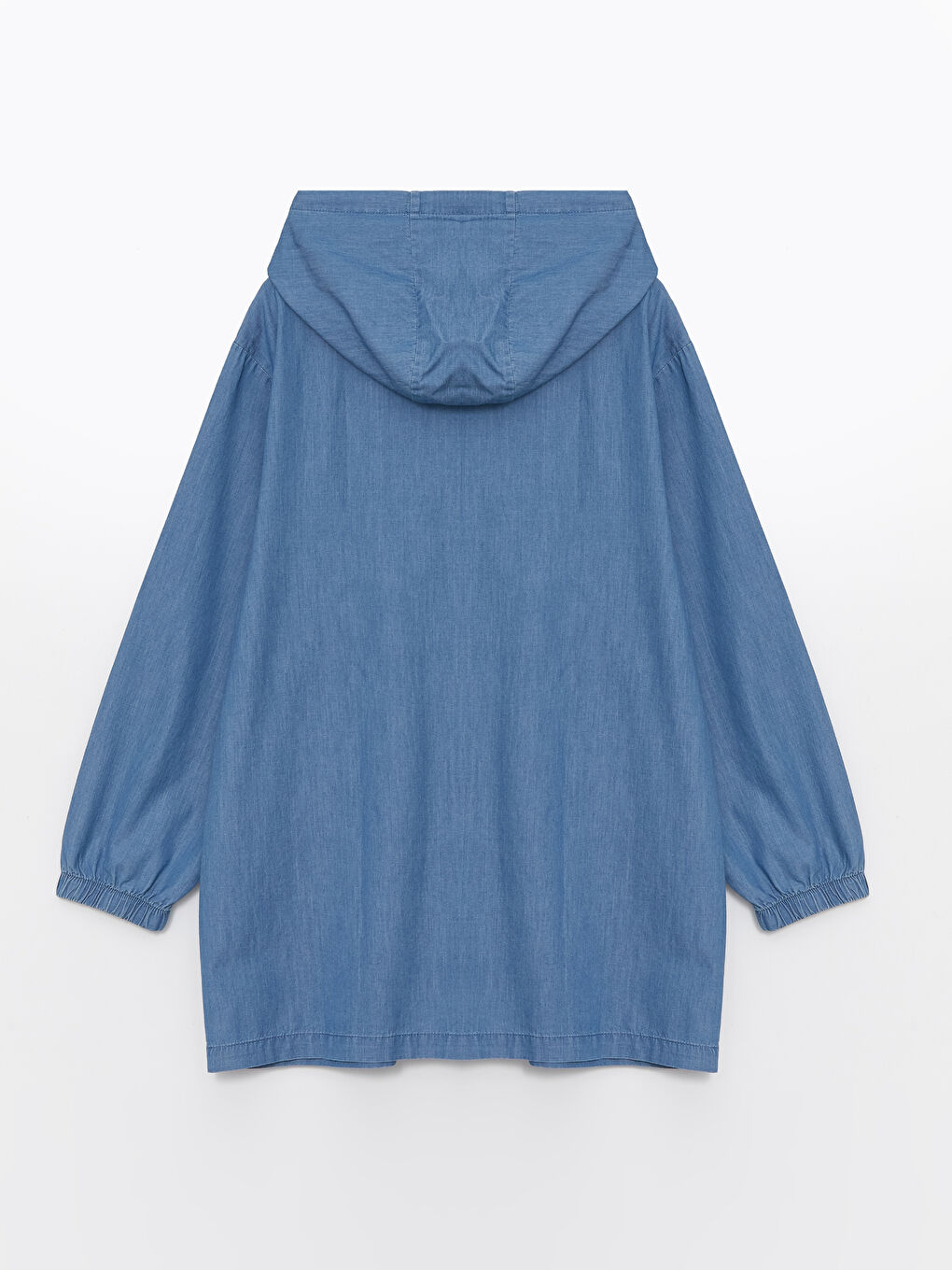 Mavi Kadın Kapüşonlu Düz Jean Tunik-6