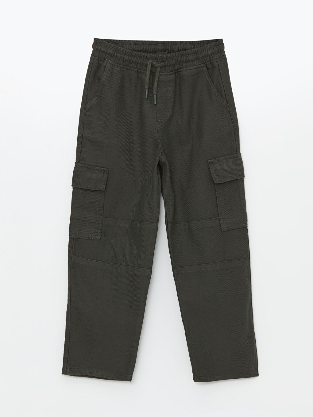 Haki Rahat Kalıp Beli Lastikli Erkek Çocuk Kargo Pantolon