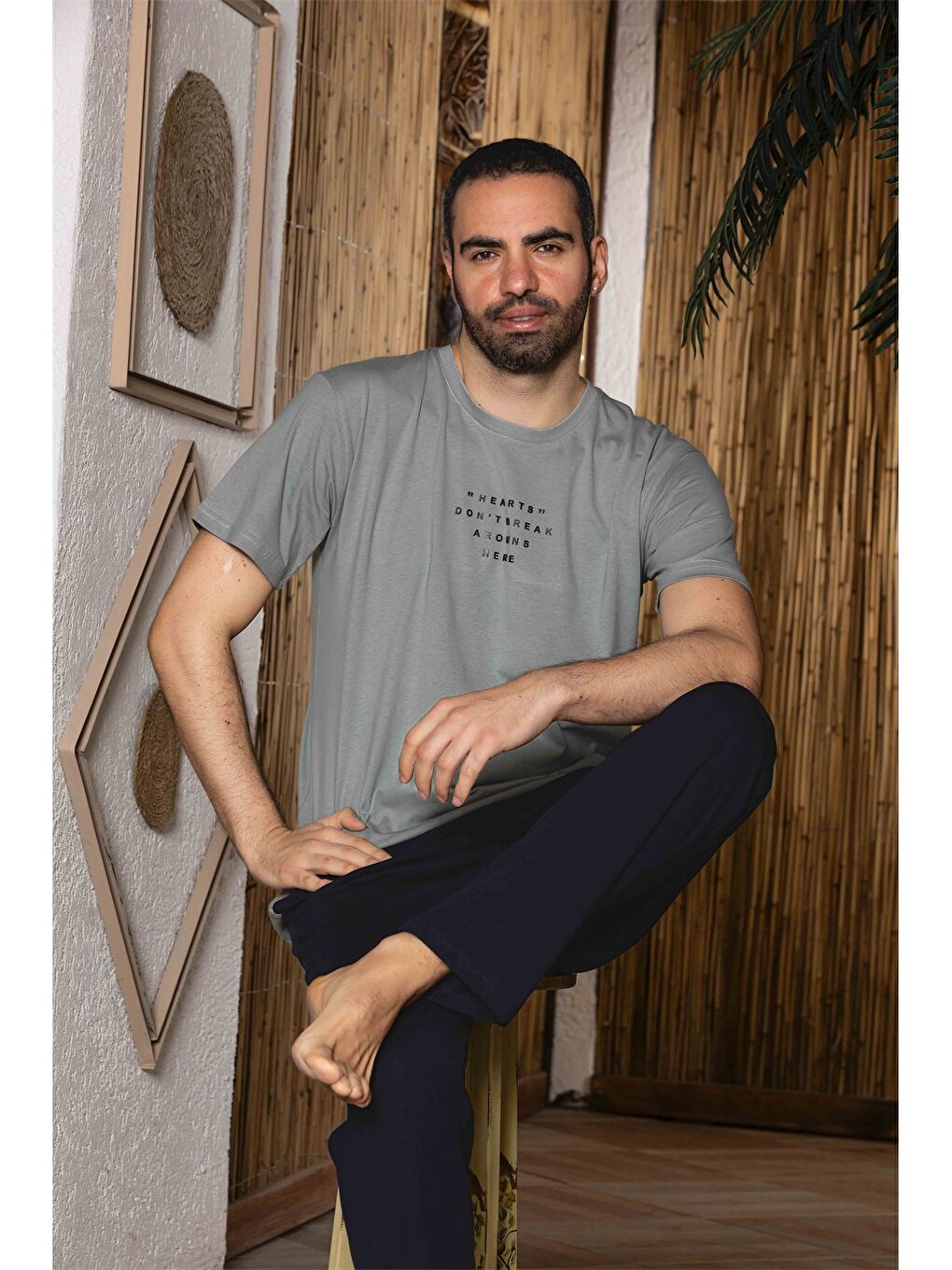 Turkuaz Standart Kalıp Erkek Pijama Takım