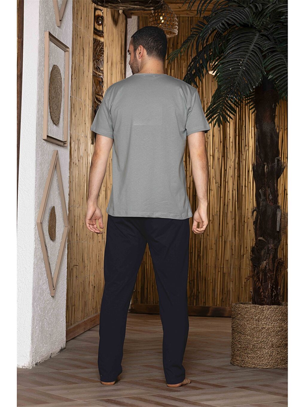 Turkuaz Standart Kalıp Erkek Pijama Takım-2