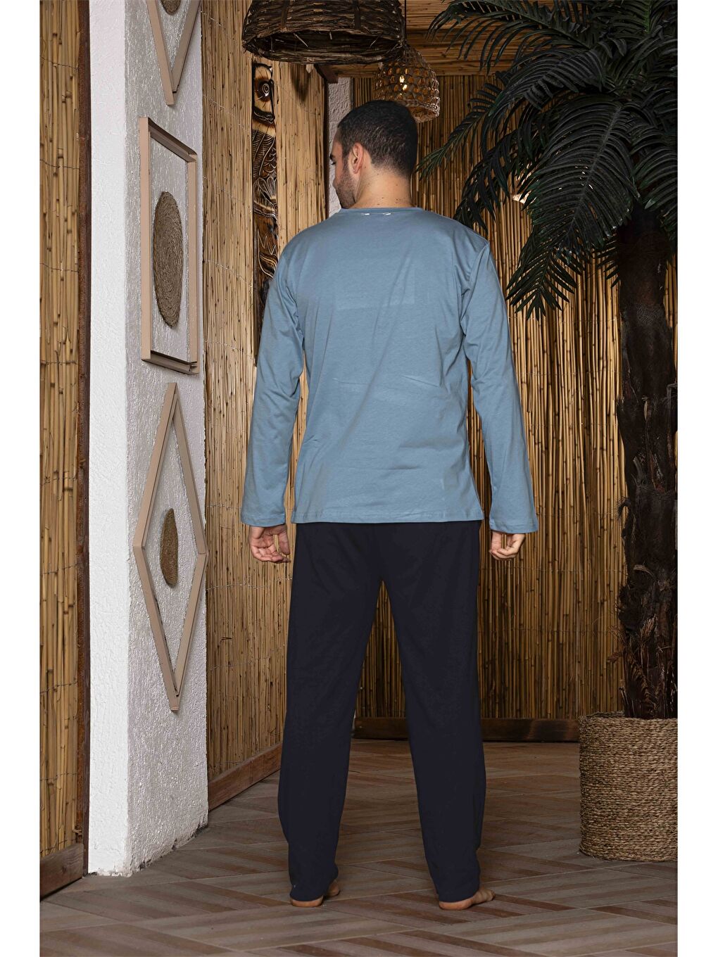 Petrol Standart Kalıp Erkek Pijama Takım-2