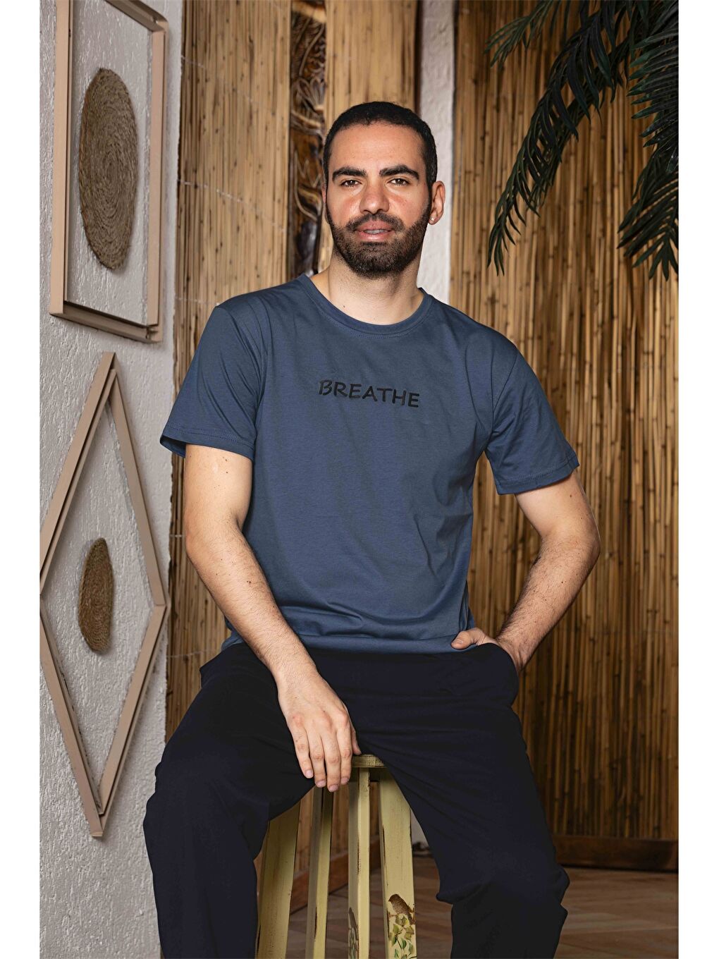 İndigo Standart Kalıp Erkek Pijama Takımı