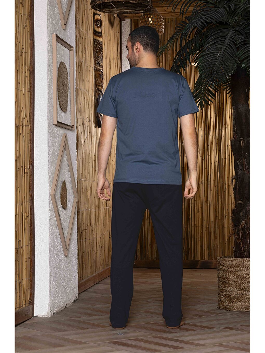 İndigo Standart Kalıp Erkek Pijama Takımı-2