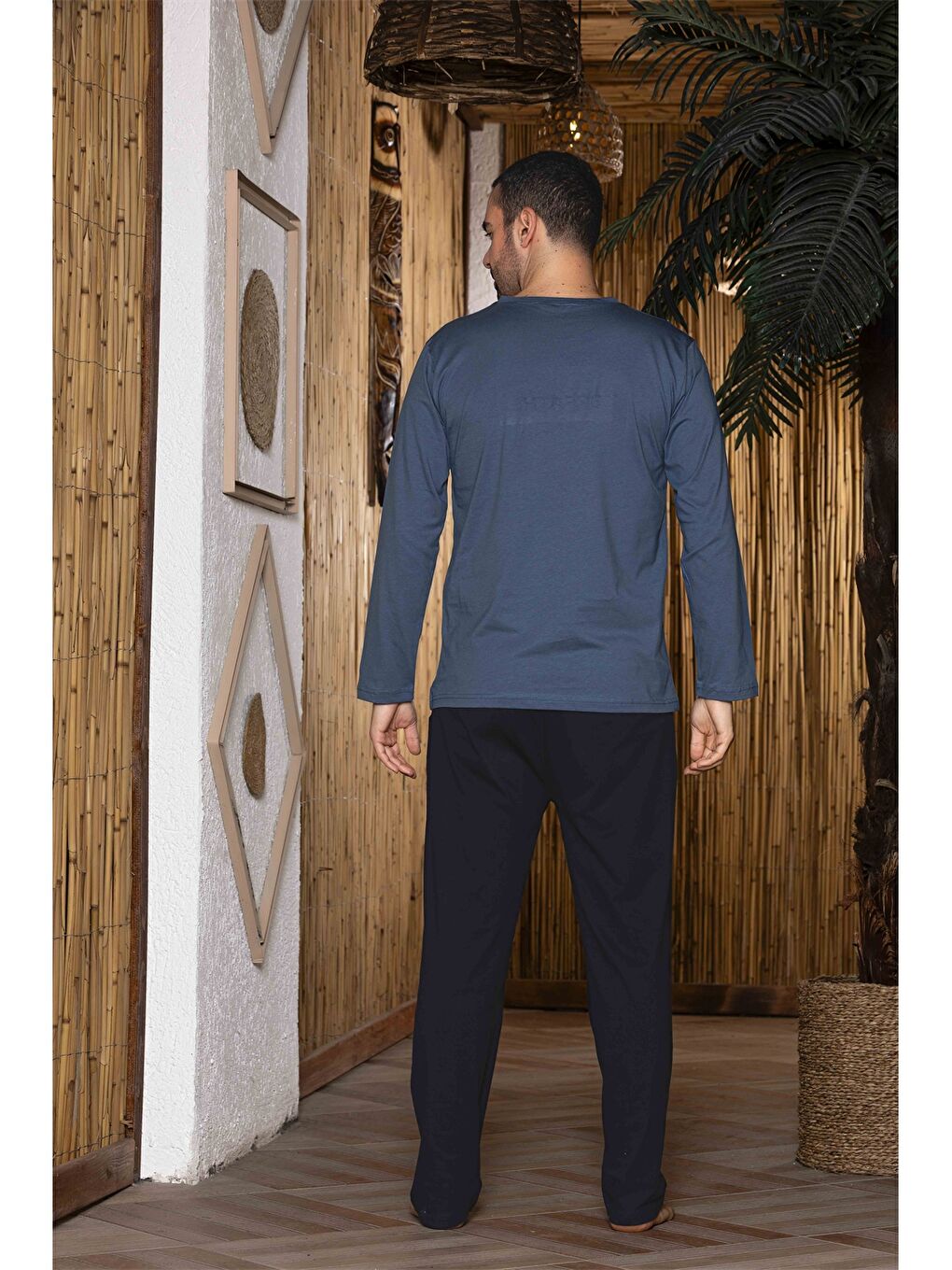 İndigo Standart Kalıp Erkek Pijama Takımı-2