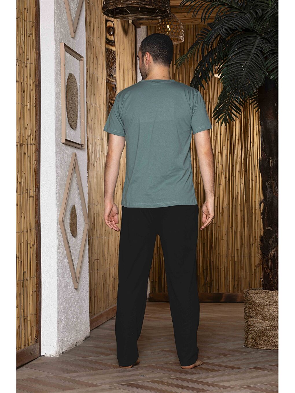 Petrol Standart Kalıp Erkek Pijama Takımı-2