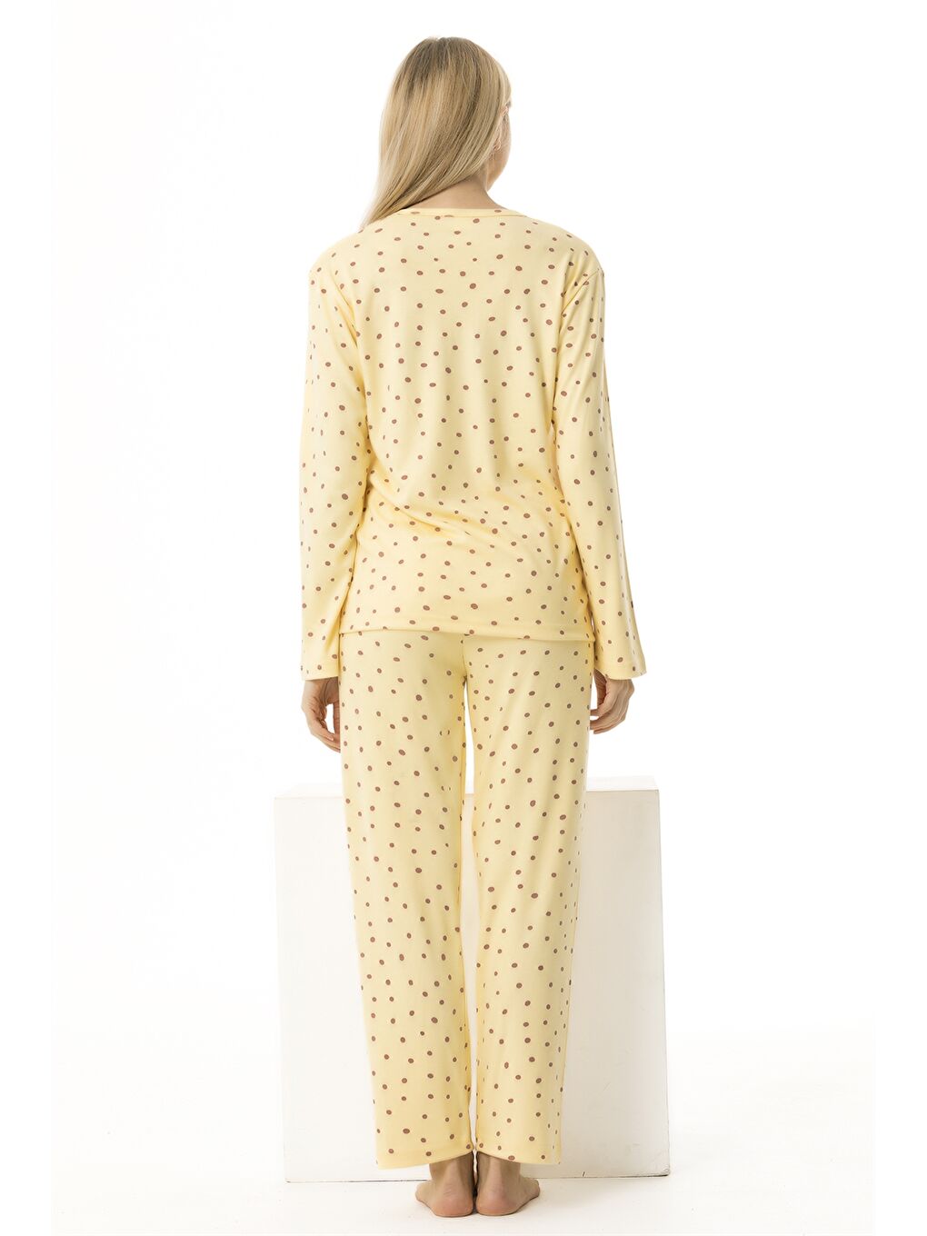 Sarı Bisiklet Yaka Kadın Pijama Takım-2