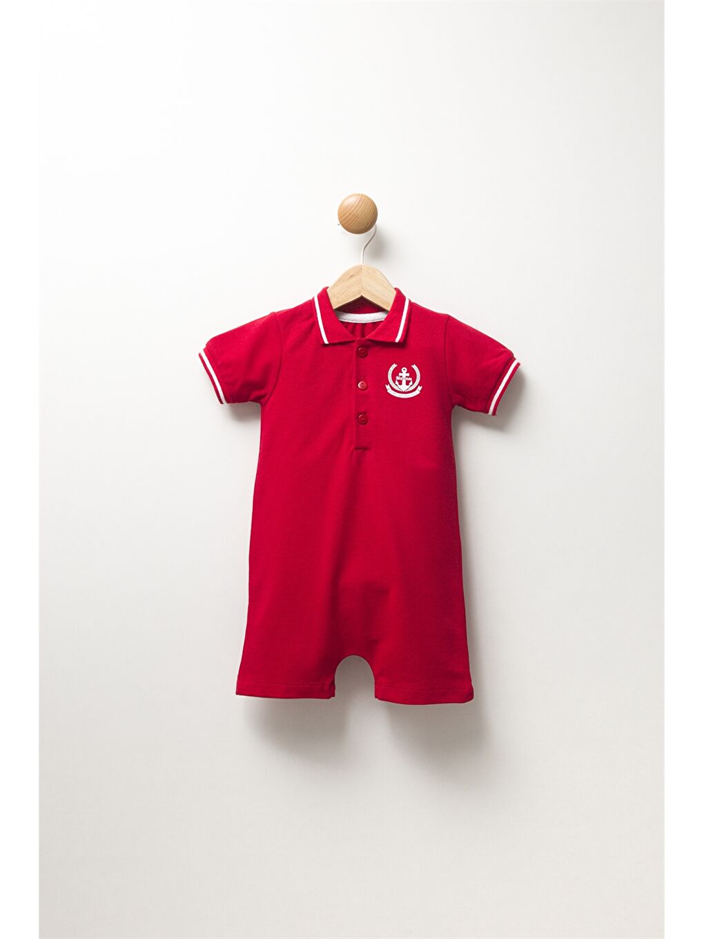Kırmızı Polo Yaka Erkek Bebek Tulum