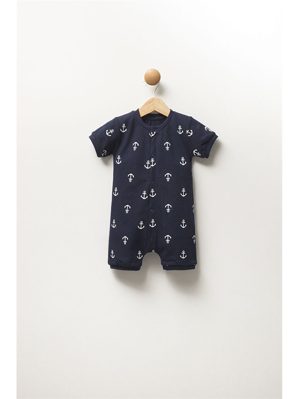 Lacivert Bisiklet Yaka Desenli Erkek Bebek Tulum