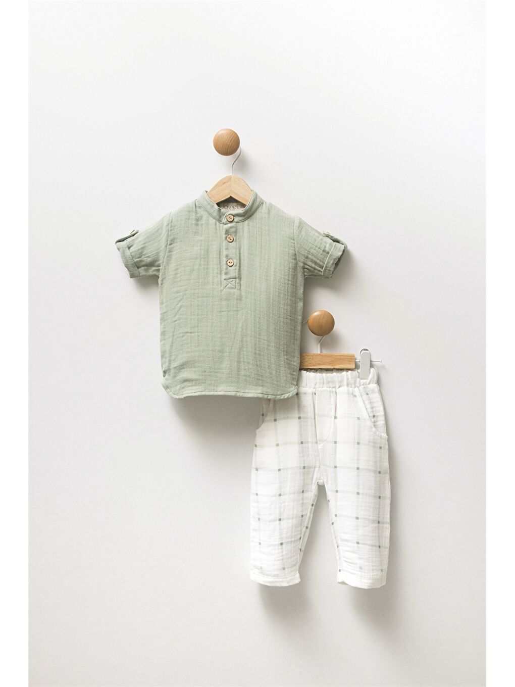 Yeşil Bisiklet Yaka Kısa Kollu Erkek Bebek Tişört ve Şort 2'li Takım