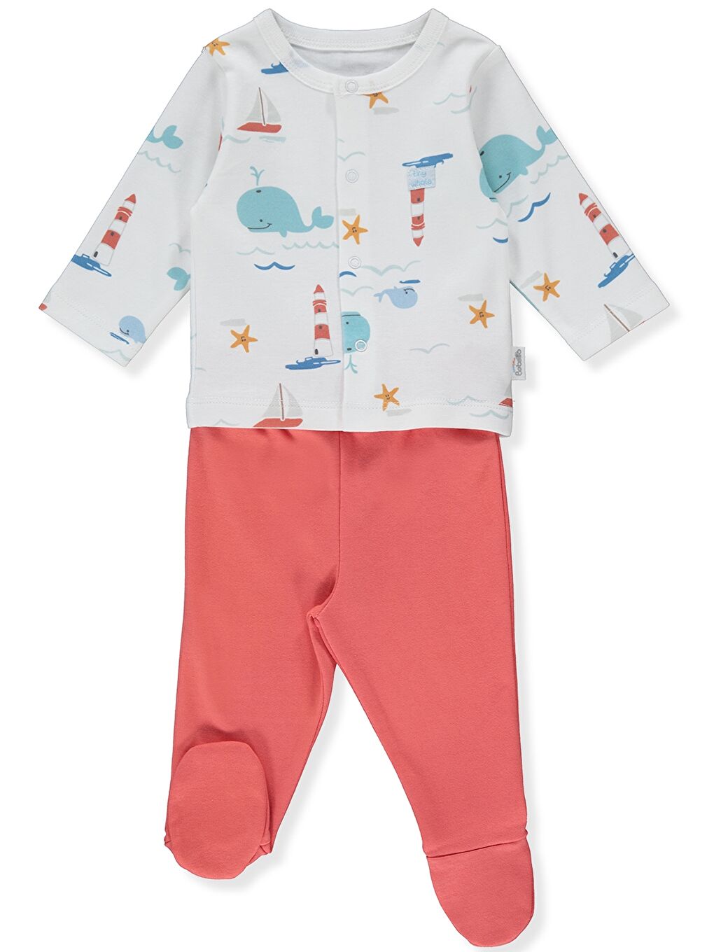 Ekru Bisiklet Yaka Erkek Bebek Pijama Takımı