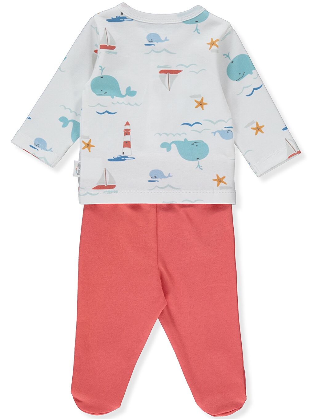 Ekru Bisiklet Yaka Erkek Bebek Pijama Takımı-1