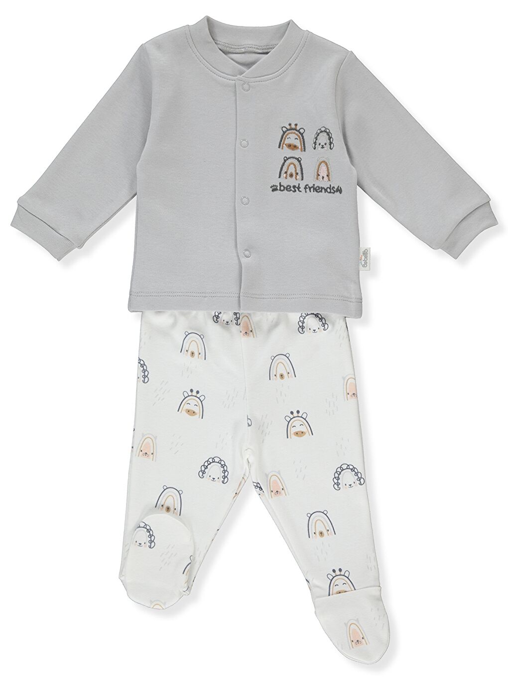 Gri Bisiklet Yaka Erkek Bebek Pijama Takımı