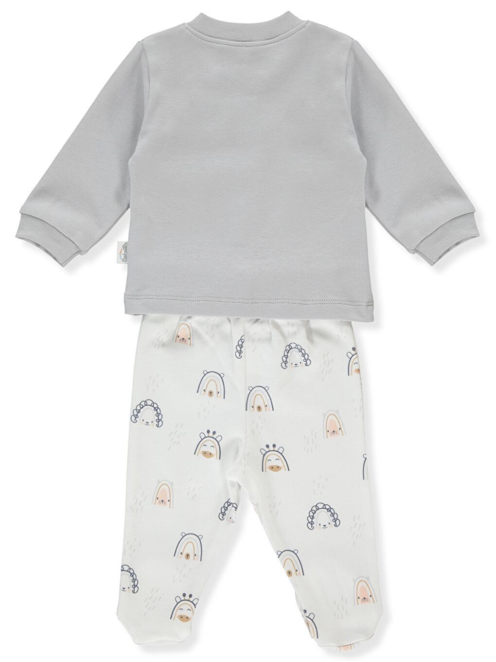 Gri Bisiklet Yaka Erkek Bebek Pijama Takımı-1