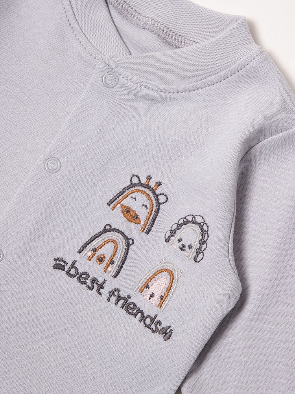 Gri Bisiklet Yaka Erkek Bebek Pijama Takımı-2