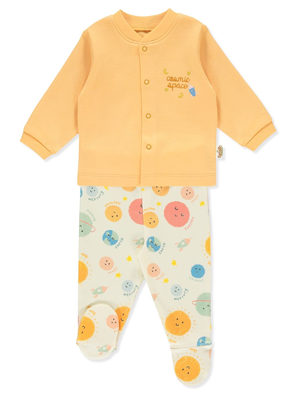 Turuncu Bisiklet Yaka Erkek Bebek Pijama Takımı