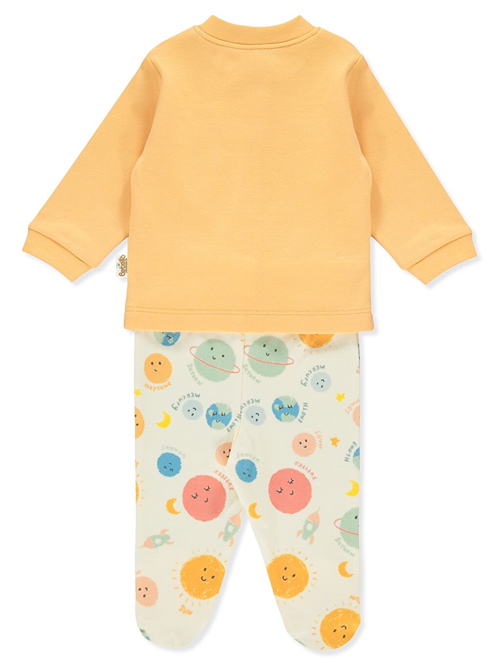 Turuncu Bisiklet Yaka Erkek Bebek Pijama Takımı-1